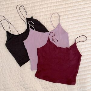 3 Crop Tops From Urban Outfitters & Garage Size Medium. Black, Violet, Maroon